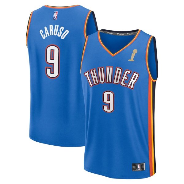 Men's #9 Alex Caruso Oklahoma City Thunder 2025 NBA Finals Champions Fast Break Replica Player Blue Icon Edition Jersey