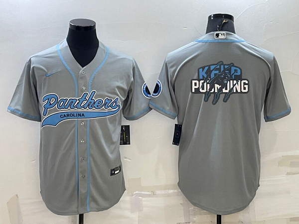 Men's Carolina Panthers Blank Grey Stitched Baseball Cool Base Jersey
