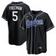 Men's Los Angeles Dodgers #5 Freddie Freeman Nike Black Lights Out Replica Player Jersey
