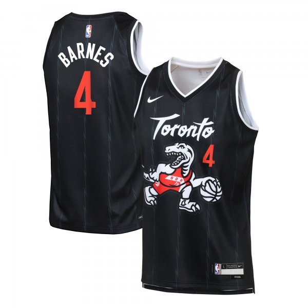Youth Toronto Raptors #4 Scottie Barnes Nike Black 2025/26 City Edition Swingman Jersey