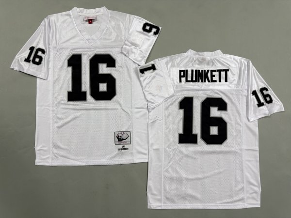 Men's Las Vegas Raiders #16 Jim Plunkett White Mitchell & Ness Jersey