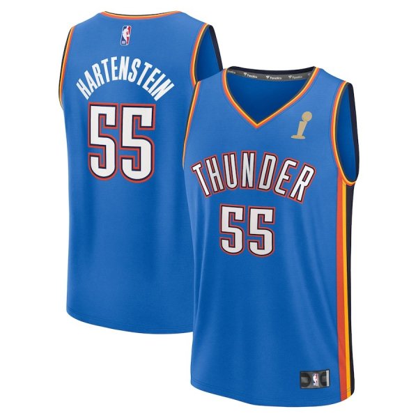 Youth #55 Isaiah Hartenstein Oklahoma City Thunder 2025 NBA Finals Champions Fast Break Replica Player Blue Icon Edition Jersey
