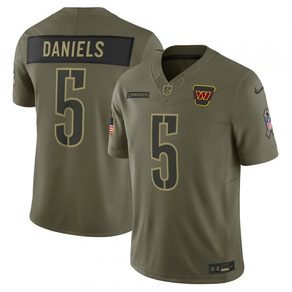 Men's #5 Jayden Daniels Washington Commanders Nike 2025 Salute to Service Limited Olive Jersey