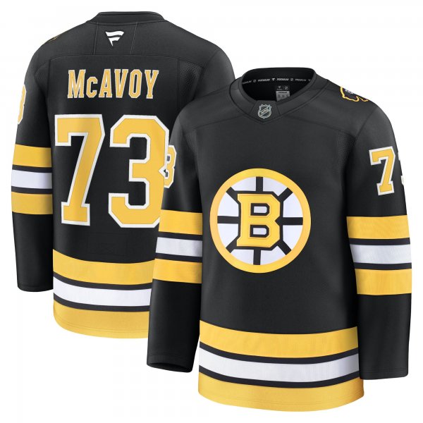 Men's Boston Bruins #73 Charlie McAvoy Black Home Premium Player Jersey