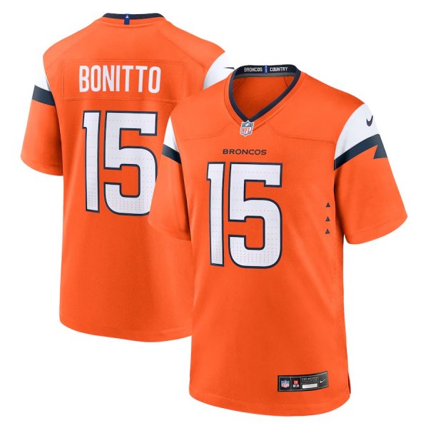 Men's Nike #15 Nik Bonitto Orange Denver Broncos Team Game Jersey