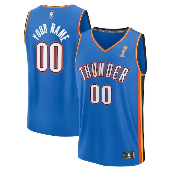 Men's Oklahoma City Thunder 2025 NBA Finals Champions Fast Break Replica Custom Blue Icon Edition Jersey