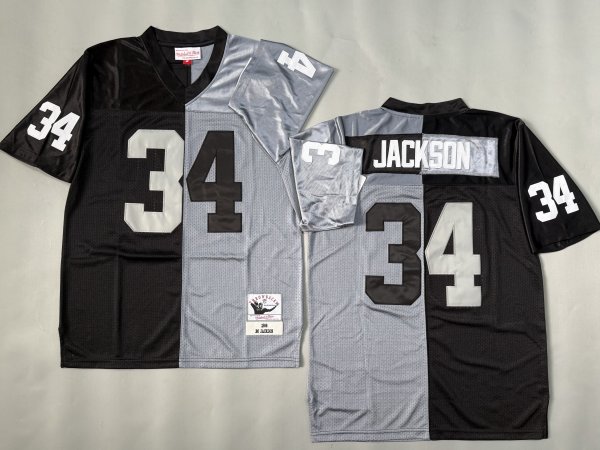 Men's Las Vegas Raiders #34 Bo Jackson Split Mitchell & Ness Jersey