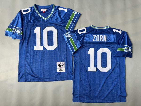 Men's #10 Jim Zorn Seattle Seahawks Blue Jersey