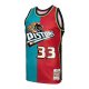 Men's Detroit Pistons Grant Hill Mitchell & Ness Teal/Red Hardwood Classics 1999/00 Split Swingman Jersey