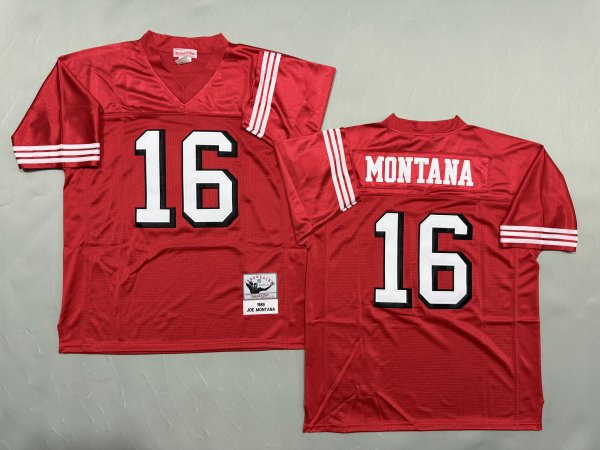 Men's #16 Joe Montana San Francisco 49ers Red Jersey