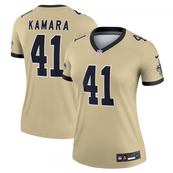 Women's New Orleans Saints #41 Alvin Kamara Nike Gold Gameday Golds Alternate Legend Player Performance Top