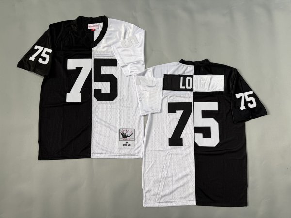 Men's Las Vegas Raiders #75 Howie Long Split Black & White Mitchell & Ness Jersey