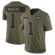 Men's #1 Malik Nabers New York Giants Nike 2025 Salute to Service Limited Olive Jersey