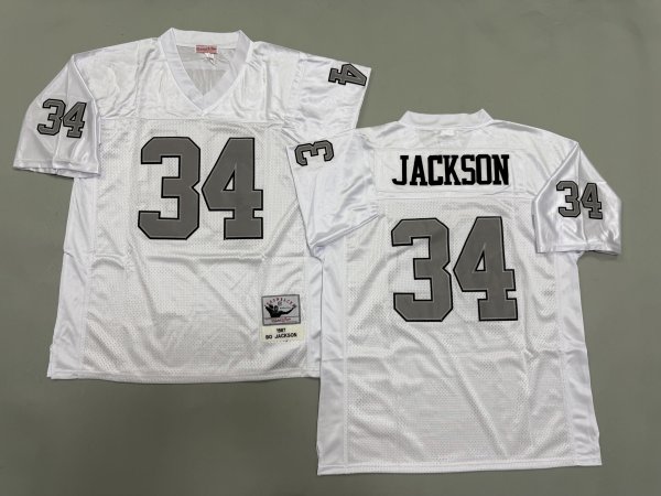 Men's Las Vegas Raiders #34 Bo Jackson White Mitchell & Ness Jersey