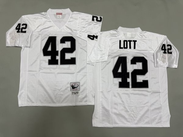 Men's Las Vegas Raiders #42 Ronnie Lott White Mitchell & Ness Jersey