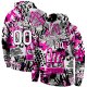 Men's Custom Stitched Graffiti Pattern White-Black 3D Sports Pullover Sweatshirt Hoodie