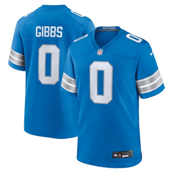 Youth #0 Jahmyr Gibbs Detroit Lions Nike Game Player Blue Jersey