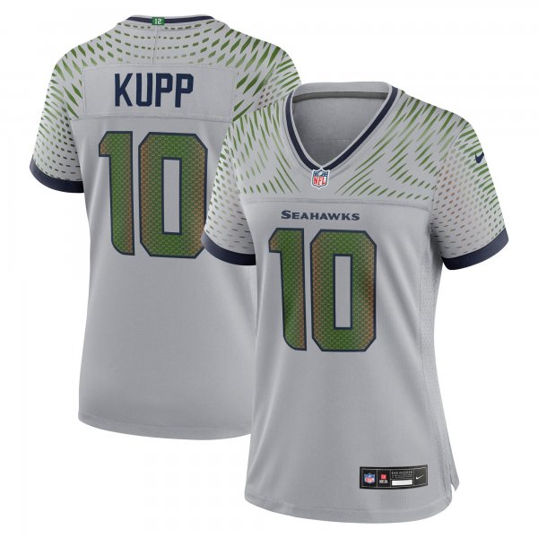 Women's #10 Cooper Kupp Seattle Seahawks Nike 2025 Rivalries Collection Game Wolf Gray Jersey
