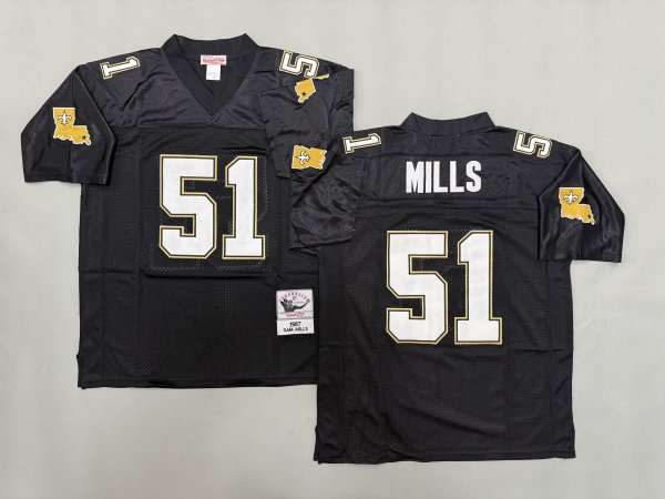 Men's New Orleans Saints #51 Sam Mills Black Jersey