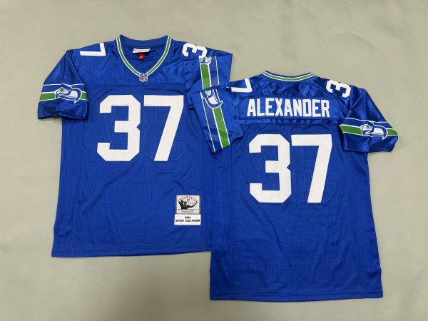 Men's #37 Shaun Alexander Seattle Seahawks Blue Jersey
