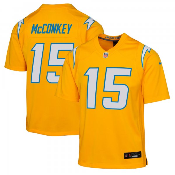 Youth Los Angeles Chargers #15 Ladd McConkey Nike Gold Alternate Charger Power Game Player Jersey