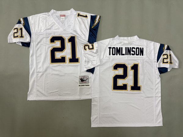 Men's Los Angeles Chargers Jersey #21 LaDainian Tomlinson White Jersey