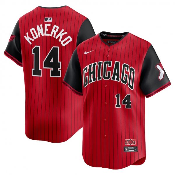 Men's Chicago White Sox #14 Paul Konerko Nike Red/Black 2025 City Connect Retired Player Jersey