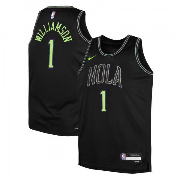 Youth New Orleans Pelicans #1 Zion Williamson Nike Black 2025/26 City Edition Swingman Jersey