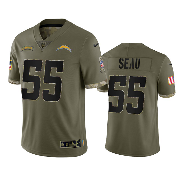 Los Angeles Chargers Junior Seau Olive 2022 Salute To Service Limited Jersey #55