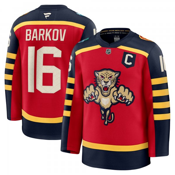 Men's Florida Panthers #16 Aleksander Barkov Fanatics Red 2026 NHL Winter Classic Premium Jersey