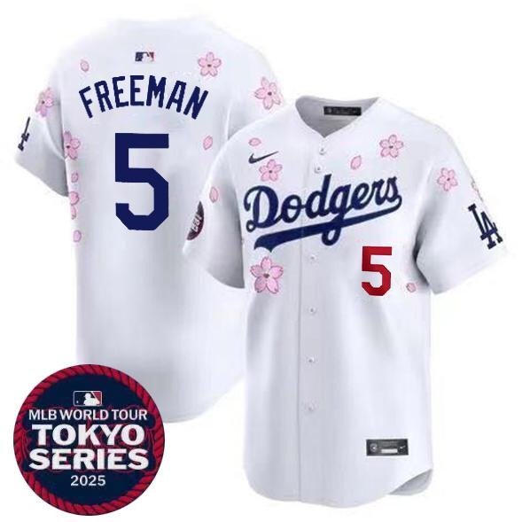 Men's #5 Freddie Freeman MLB World Tour Tokyo Series 2025 Los Angeles Dodgers White Jersey