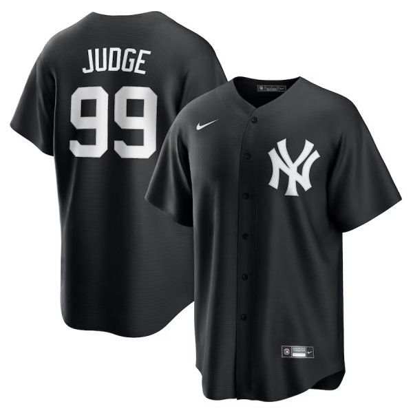 Men's New York Yankees #99 Aaron Judge Nike Black Lights Out Replica Player Jersey