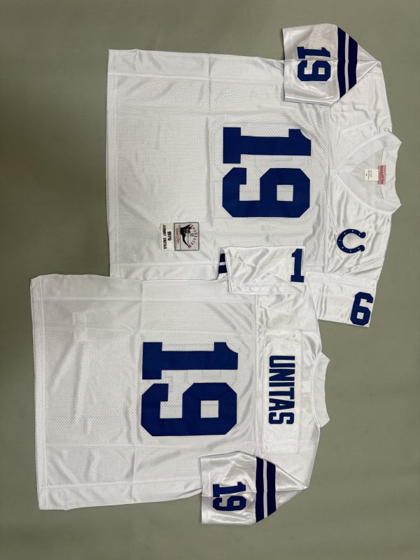 Men's Indianapolis Colts #19 Johnny Unitas White Mitchell & Ness Jersey