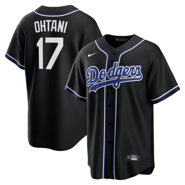 Youth Los Angeles Dodgers #17 Shohei Ohtani Nike Black Lights Out Replica Player Jersey