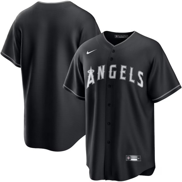 Men's Los Angeles Angels Nike Black Lights Out Replica Jersey