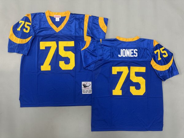 Men's Los Angeles Rams #75 Ernest Jones Royal Mitchell & Ness Jersey