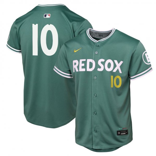 Youth Boston Red Sox #10 Trevor Story Nike Green 2025 City Connect Player Jersey
