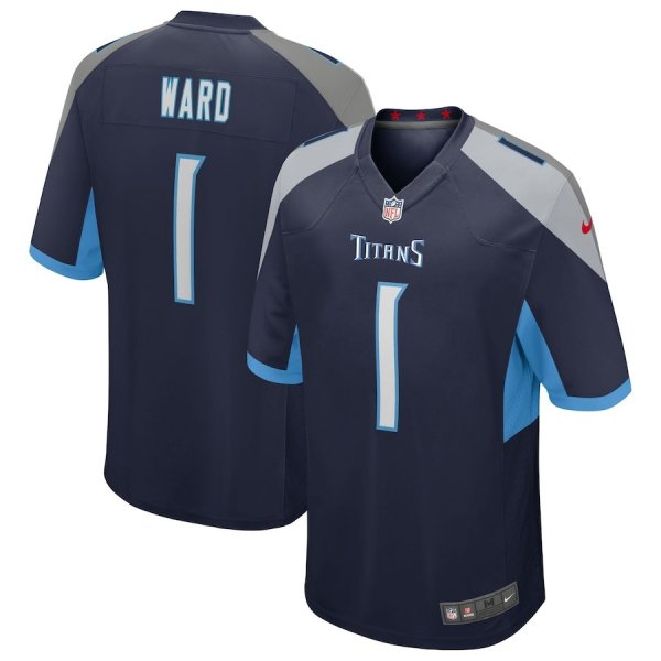 Men's #1 Cameron Ward Tennessee Titans Nike 2025 NFL Draft First Round Pick Alternate Game Navy Jersey
