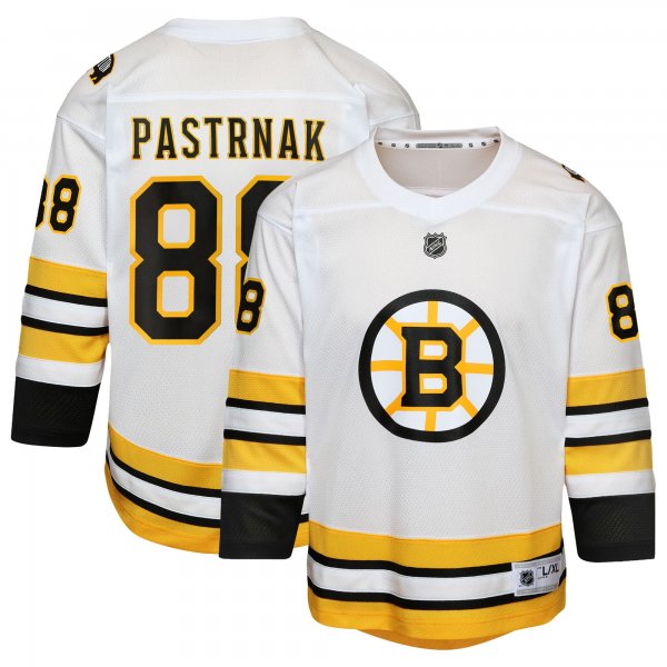 Youth Boston Bruins #88 David Pastrnak White Home Replica Player Jersey