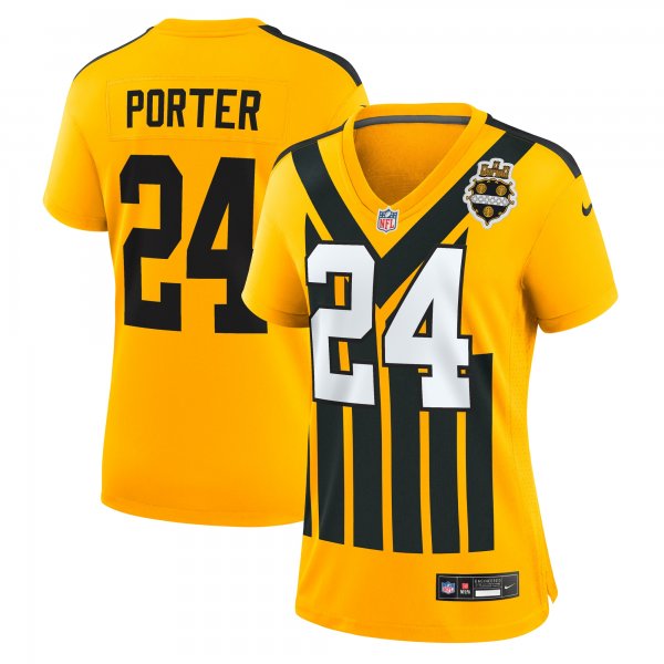 Women's Pittsburgh Steelers #24 Joey Porter Jr. Nike Gold Alternate 1933 Throwback Game Jersey