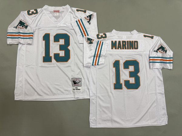 Men's #13 Dan Marino White Miami Dolphins Jersey